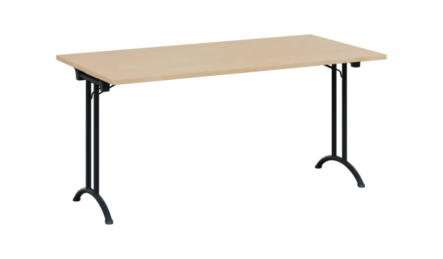 SLA 160 lak skládací jednací stůl 1600x800, deska 25 mm, podnož černý lak, deska bříza světlá